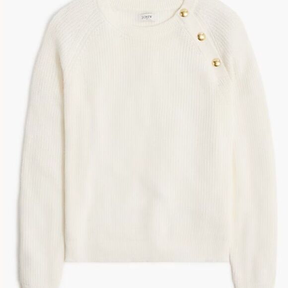 J. Crew Factory CF318 ivory utton raglan crewneck sweater size xs NWT - Picture 4 of 9